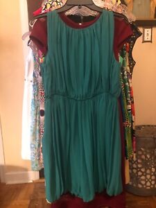 Theory Green Garnet Blouson Dress - Pre-owned - Size 6