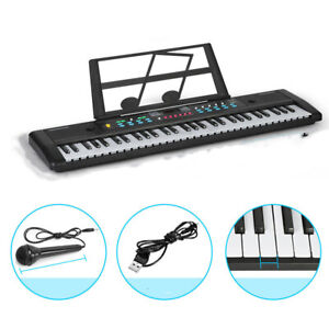 Professional Digital Piano Keyboard 61 Key Portable Electronic Instrument w/Mic