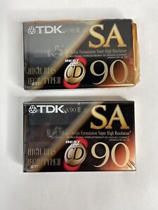 TDK SA90 High Bias Type II Audio Cassette Tapes - Lot of 2