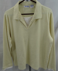 Blair Long Sleeve Shirt X-Large Women's Layered Look Tan & White Gently Used