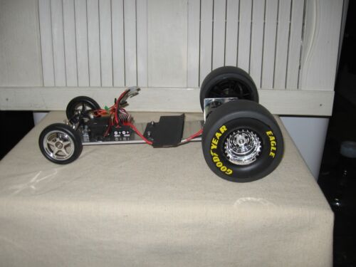 RC DRAG CAR  ROLLING CHASSIS WITH TRAXXAS FUNNY CAR WHEELS/TIRES ( CUSTOM MADE )