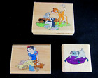 New Listing3 Disney Wood Rubber Craft Stamps, Rubber Stampede - Snow White, Bambi,  Percy