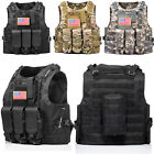 HUNTVP Military Tactical Vest Molle Combat Assault Plate Carrier w/ without Flag