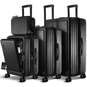 4Pc Hard Shell Luggage Set with Spinner Wheels, TSA Lock Expandable Luggage Set