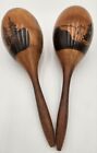 Pair of Hand Painted Wood Maracas Percussion Instruments