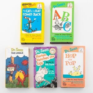 VHS Dr Seuss Cat in Hat Comes Back ,Lorax, Hop on Pop, Horton Hatches Set of 5