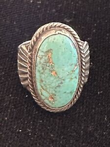 Old Vintage “Fred Harvey Era” Navajo Sterling & Turquoise Ring - Size 5.5