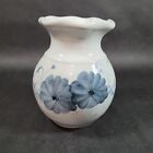 New ListingStudio Pottery Vase Blue Floral Artist Signed Vintage Art Pottery 5.5