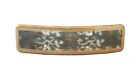 French Hair Barrette 4 x 1 Inch Gold No-Slip Green Celluloid Acetate Clip C36