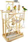 Bird Playground Parrot Playstand Natural Wood Bird Perches Stand, Bird Play Gym