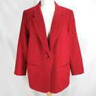 Sag Harbor Blazer Jacket Womens Size 18W Solid Red 100% Wool One Button Lined