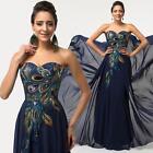 Women's Embroidered Peacock Dress Masquerade Party Evening Prom Bridesmaid Gowns