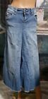 Hydraulic Distressed Blue Jean Tulip Panel Skirt Sz 5/6 Raw Hem Modest Long
