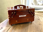 Vintage SINGER Wooden Accordion Style Sewing Machine Organizer Chest Box Storage
