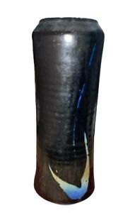 New ListingVintage Tall Hand Turned Studio Pottery Black with Asian Flare Signed