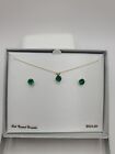 10k Gold Lab Created Emerald Pendant & Stud Earring Set MSRP $575