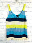 Design 365 Women's XL Crochet Tank Top Ruffle Hem Blue/Green Boho