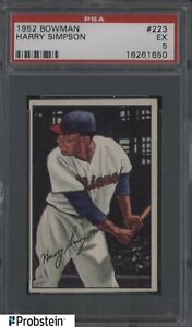 1952 Bowman #223 Harry Simpson Cleveland Indians PSA 5 EX