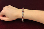 Vintage ATI Mexico Sterling Silver Red Stone Chain Bracelet 7.5