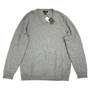 Club Room Mens Luxury 100% Cashmere V-Neck Sweater Gray 2XL
