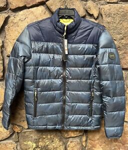 HAWKE & CO Mens Puffer Jacket Insulated Coat S,M BLUE CAMO NWT$150 HKN2648