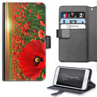 Red Poppy Flower Field PU Leather Wallet Phone Case;Flip Case