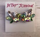 Betsey Johnson Colorful Stone Hidden Cat Cluster Rhinestones Stud Earrings NWT