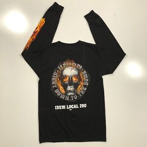 IBEW Shirt Adult M Black Local #280 Flame Skull Long Sleeve Double Sided