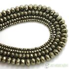 Natural Iron Pyrite Gemstone Faceted Rondelle Beads 3mm 4mm 6mm 8mm 10mm 16''