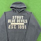 Vintage UW Stout Sweatshirt Mens S Blue Hoodie Blue Devils Team Logo Sweater