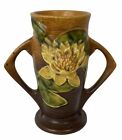 Roseville Pottery Water Lily Pad 72-6 Handled Flower Vase USA Floral Pond Swamp