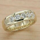 5.00Ct Round Cut Moissanite Men's Wedding Band Ring Real 14k Yellow Gold Plated