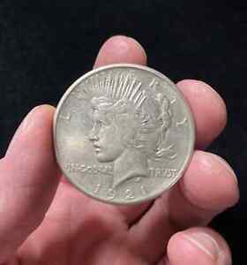 1921 $1 Peace Dollar. High Relief! XF+/AU Details. Key Date!!! Old Cleaning