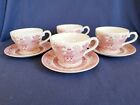 Set Of 4 Churchill Red Willow Rosa Cups & Saucers