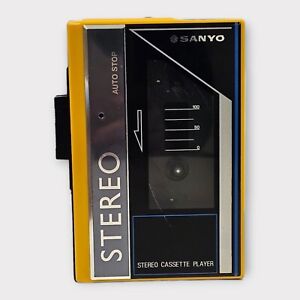 Vintage 1980s Sanyo M GP9 Yellow Walkman Cassette Tape Player