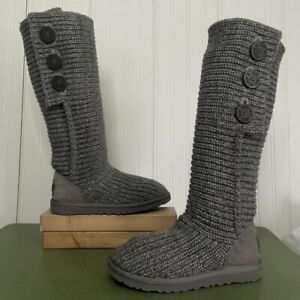 UGG Australia Cardy Classic Knit Tall Sweater Boots Gray Women's Size 9