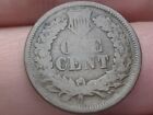 1867 Indian Head Cent Penny- Good/VG Details, Reverse Die Crack