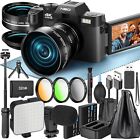 Digital Camera 4K 48MP W/ Wide-Angle&Macro Lens Content Creator Kit for YouTube