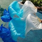 Chinese  Veils Dance Fans Pair of Belly Dancing Fans 2pcs White+ Sky Blue +blue
