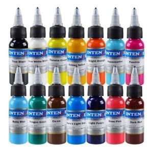 Intenz Tattoo Ink Set 1oz 30ml Bottles 14 Color Genuine Inks Permanent Makeup