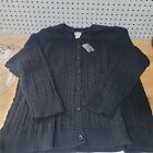 NEW Vintage LL Bean Womens Black Sweater Full Button Down Front  SIZE 3XL New