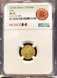2020 MEXICO 1/10 ONZA GOLD LIBERTAD NGC MS 70 ONLY 700 MINTED KEY DATE