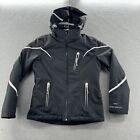 obermeyer womens size 6 black insulated hooded ski jacket taped seam recco