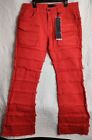 KDNK Red Stack Jeans Skinny Flare Size 38 Frayed Long