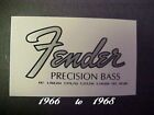 Fender Precision  Bass  '66 to '68  Waterslide Headstock Decal 2 per listing