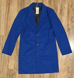 V-neck coat with blu button, size L 100% Polyester