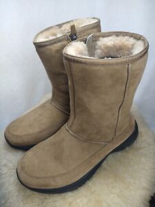 LANDS END WOMANS WINTER SUEDE LINED CALF HEIGHT SNOW BOOTS SIZE 9B BEIGE - NICE!