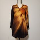 Akris 100%  Silk Tunic Top Art to wear floral Flame Ombre SZ S