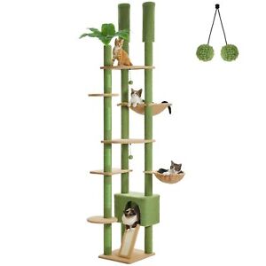 PEQULTI Tall Cat Tree Floor to Ceiling Cat Tree Tower Adjustable [90.5~100