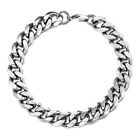 Silver Stainless Steel Curb Cuban Link Chain Bracelet Unisex Women Men 7-11inch